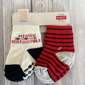 Carters Valentines Baby Boy 2 pack socks 0/6 months